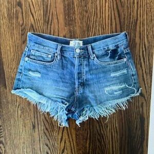Trendy Blue Distressed Jean Shorts